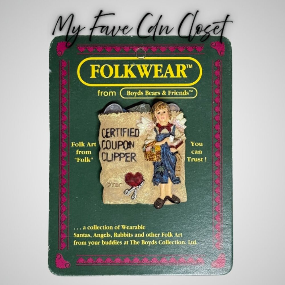 Vintage Boyds Bears Folkwear Collection Brooch**#26424 Guardian Angel of Pennies